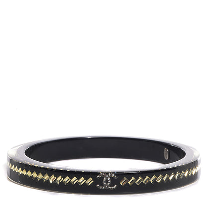 Chanel Resin Crystal CC Bangle Black 1 of 4