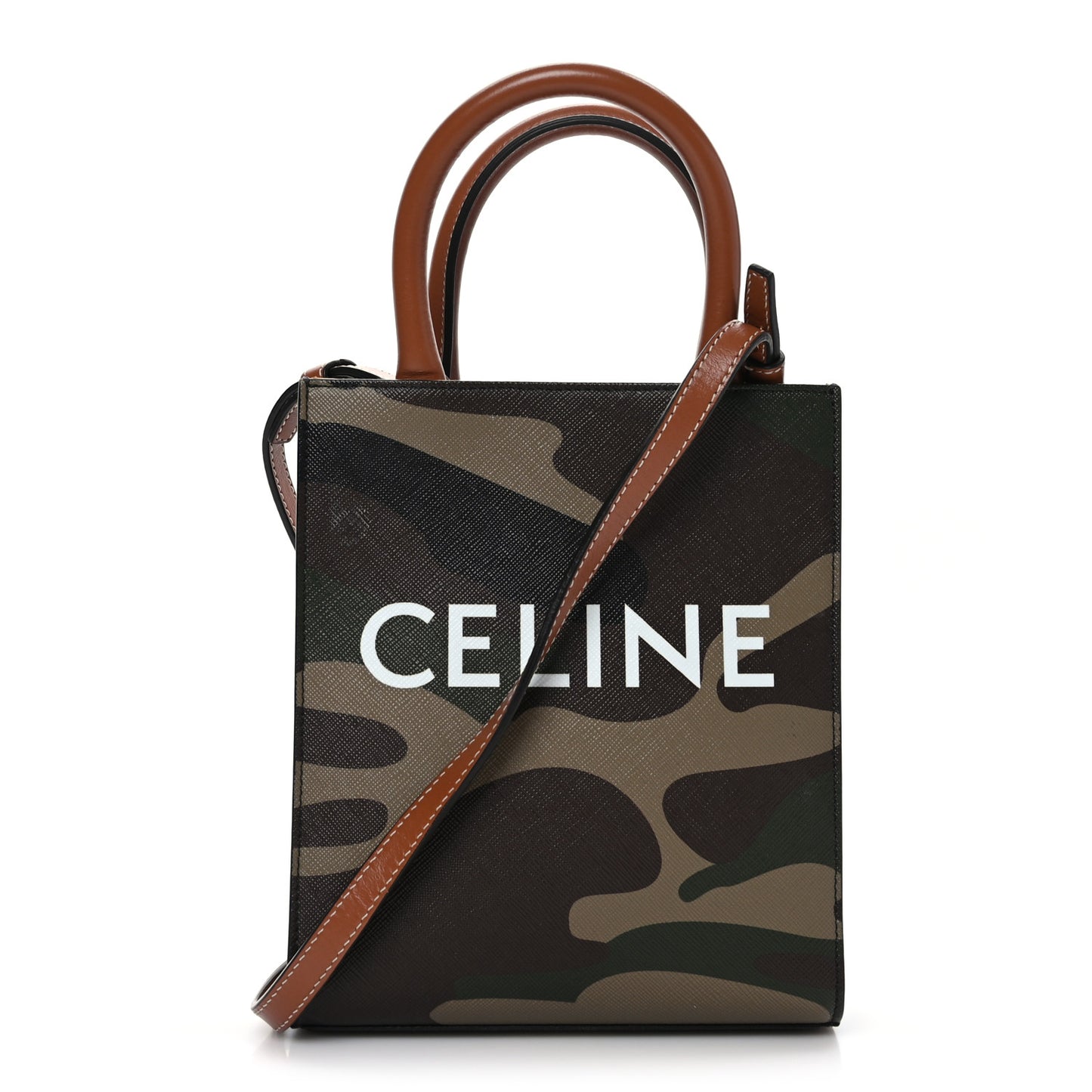Canvas Calfskin Mini Vertical Cabas Khaki