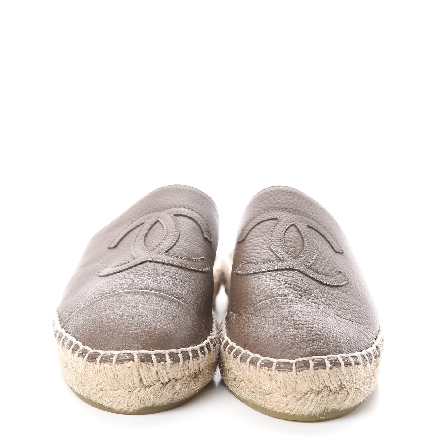 Calfskin CC Espadrille Mules 36 Beige