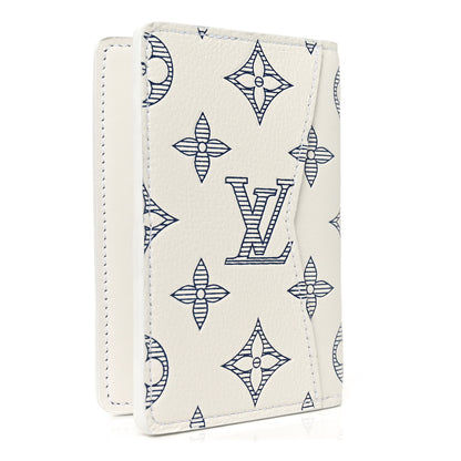 Louis Vuitton Calfskin Monogram Shadow Pocket Organizer NM White Navy 3 of 6