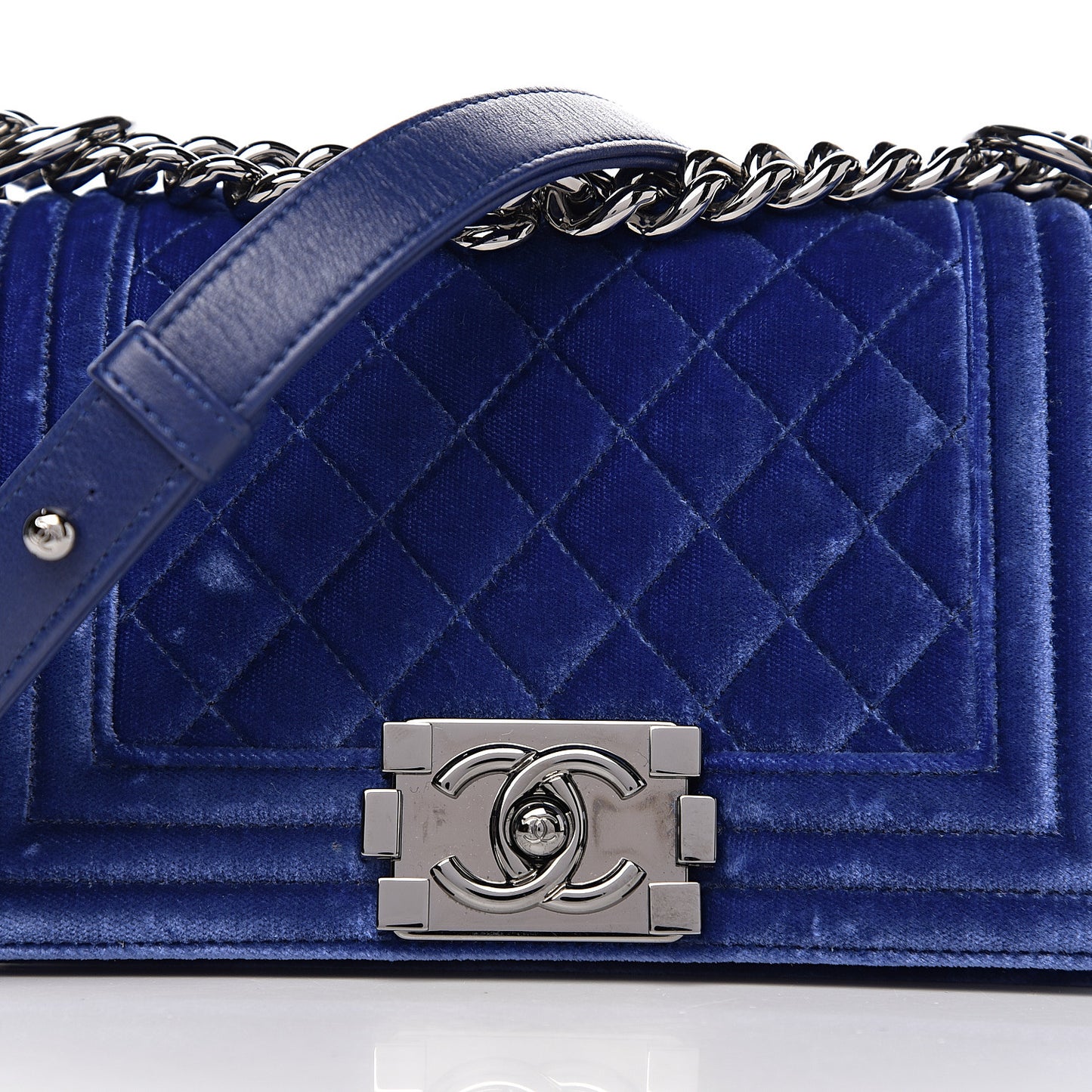 Velvet Quilted Small Boy Flap Blue