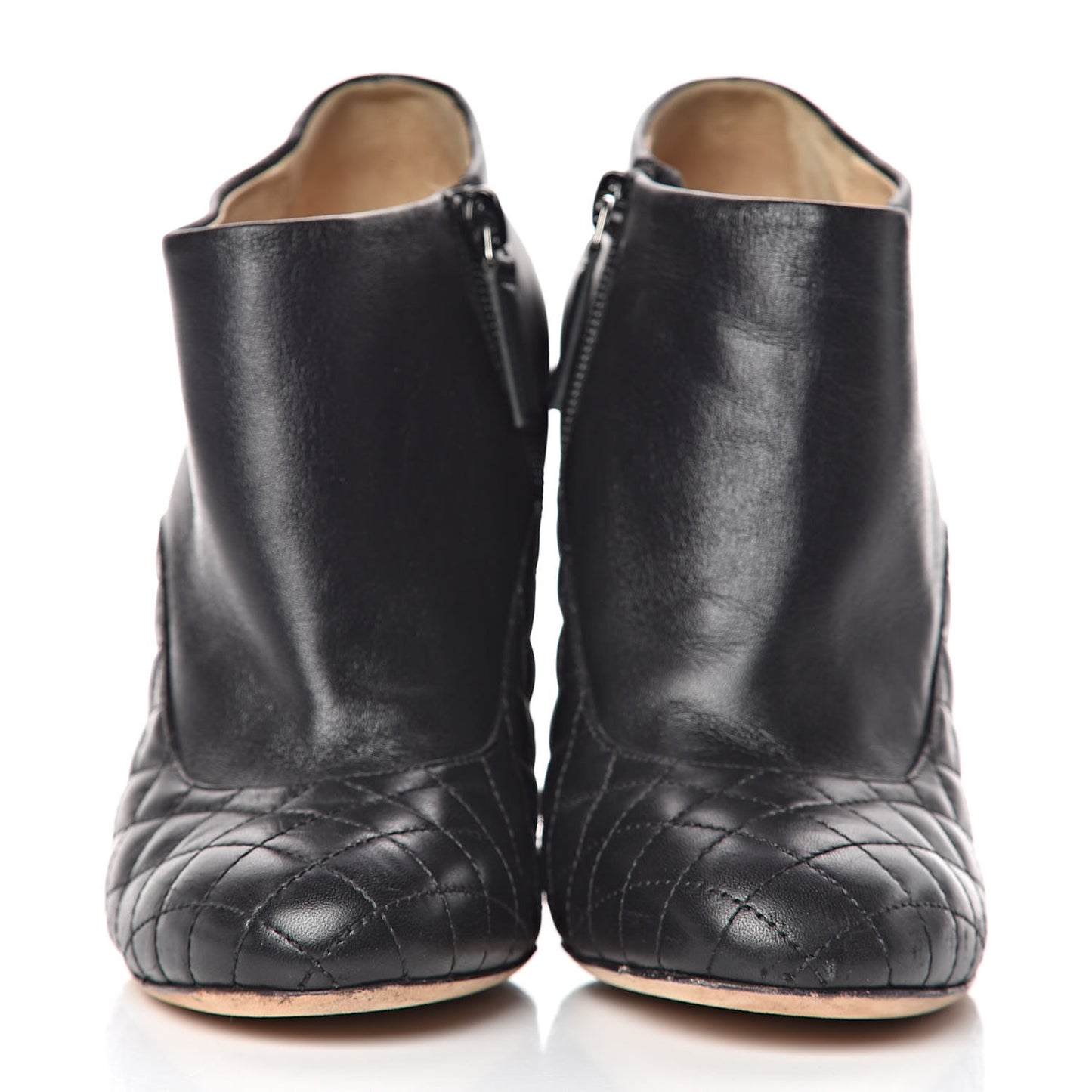 Lambskin Quilted CC Booties 38 Black