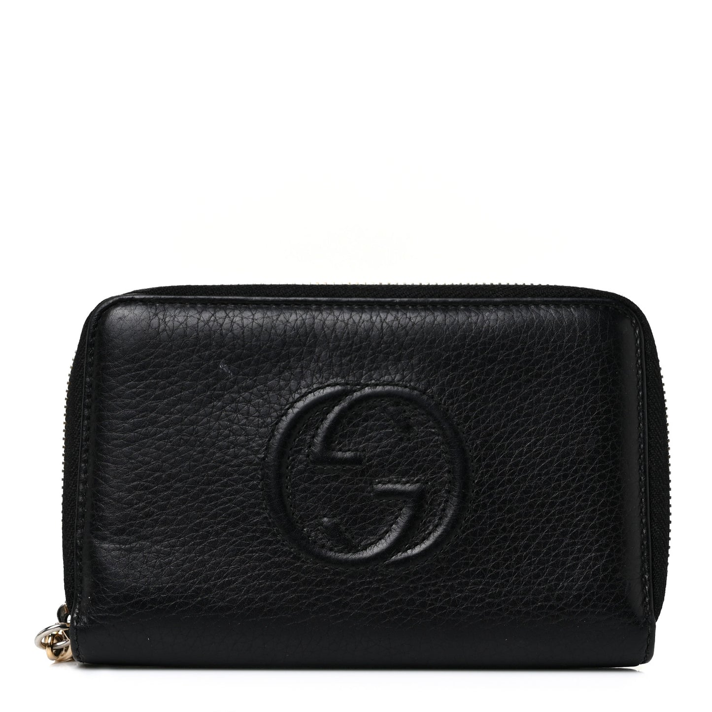 Pebbled Calfskin Medium Soho Zip Around Wallet Black