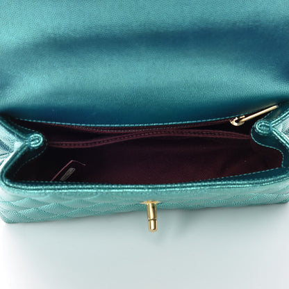 Chanel Metallic Caviar Quilted Mini Coco Handle Flap Blue 5 of 11