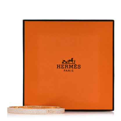 Hermes 18K Rose Gold Pave Diamond H D'Ancre Bracelet SH 4 of 4