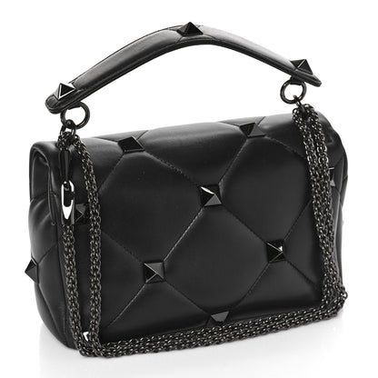 Valentino Garavani Nappa Monochrome Large Roman Stud Shoulder Bag Black 3 of 8