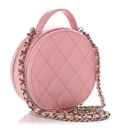 Chanel Caviar Quilted Round Handle With Care Vanity With Chain Pink 3 of 12