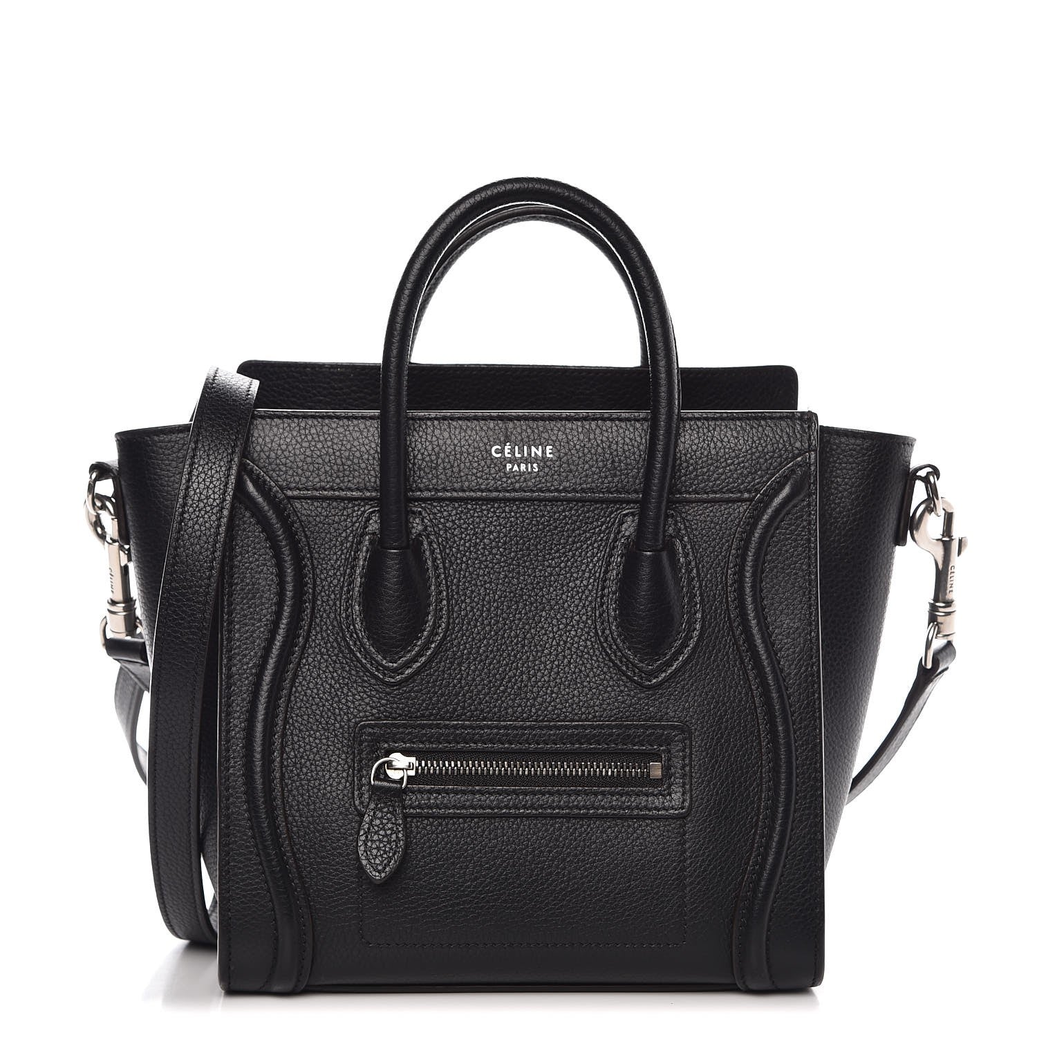 Celine Drummed Calfskin Nano Luggage Black 1 of 10