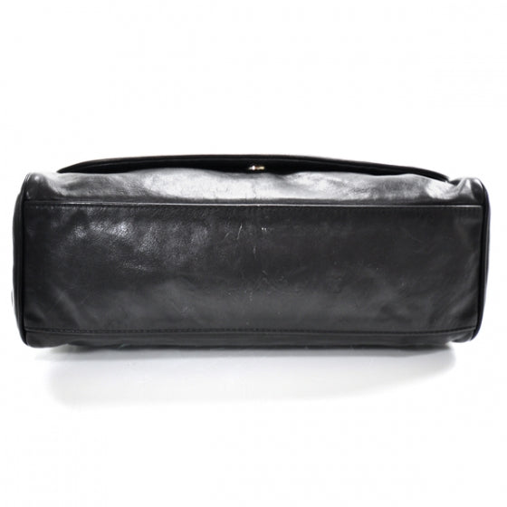 Lambskin Rock and Chain Large Flap Black