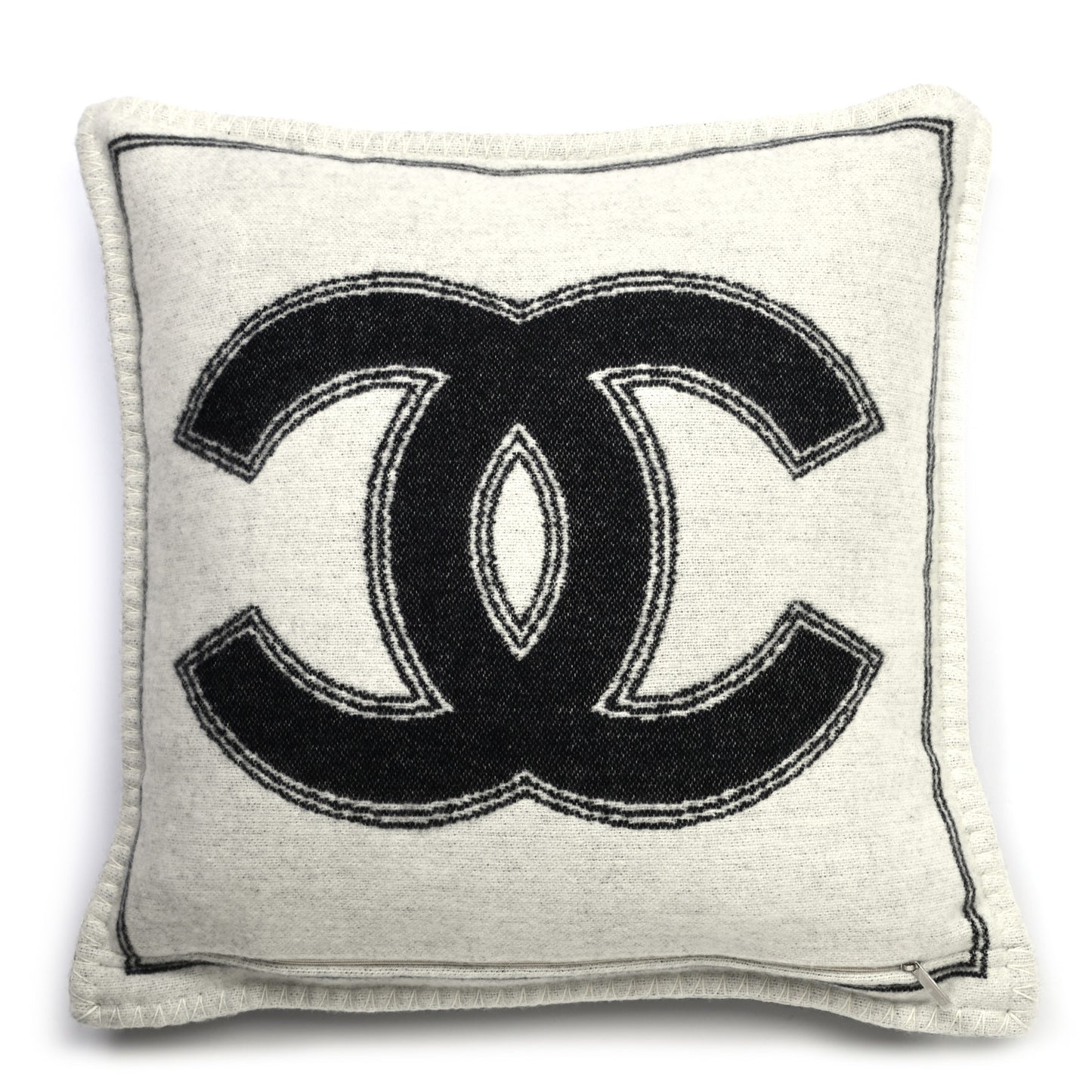 Merino Wool Cashmere CC Pillow Beige Black