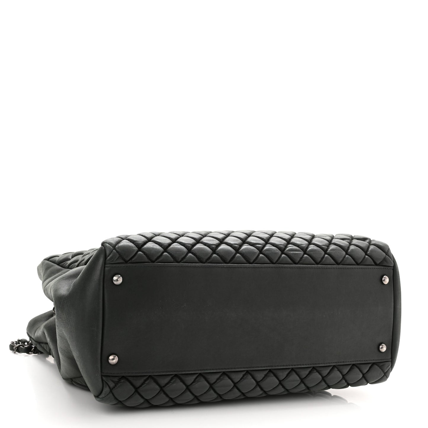 Iridescent Calfskin Quilted New Bubble North South Tote Dark Green