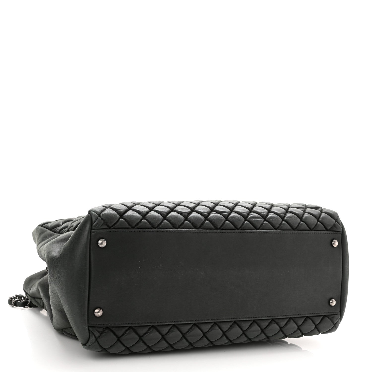 Chanel Iridescent Calfskin Quilted New Bubble North South Tote Dark Green 2 of 9