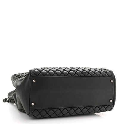 Chanel Iridescent Calfskin Quilted New Bubble North South Tote Dark Green 2 of 9