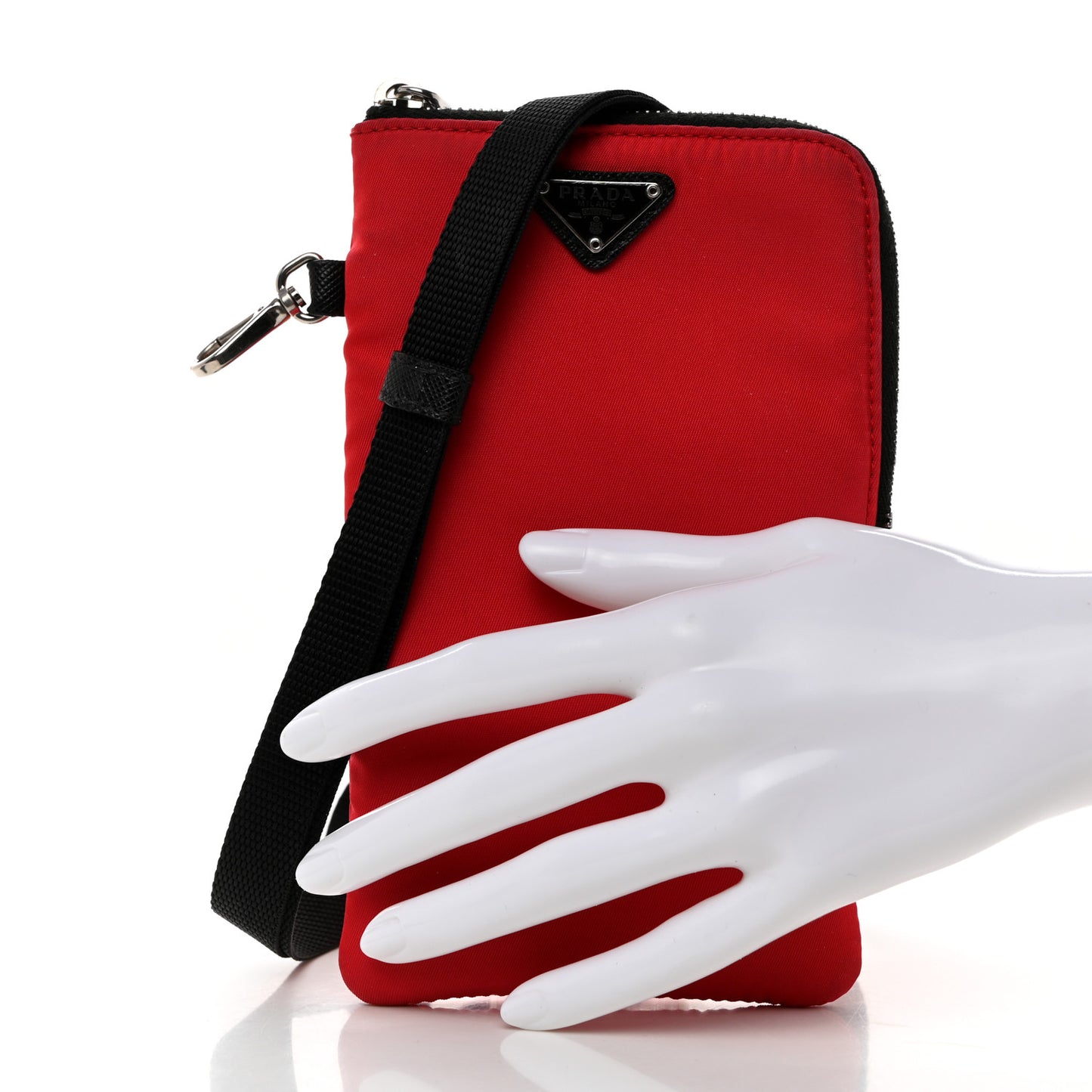 Tessuto Nylon Phone Case Crossbody Rosso Black