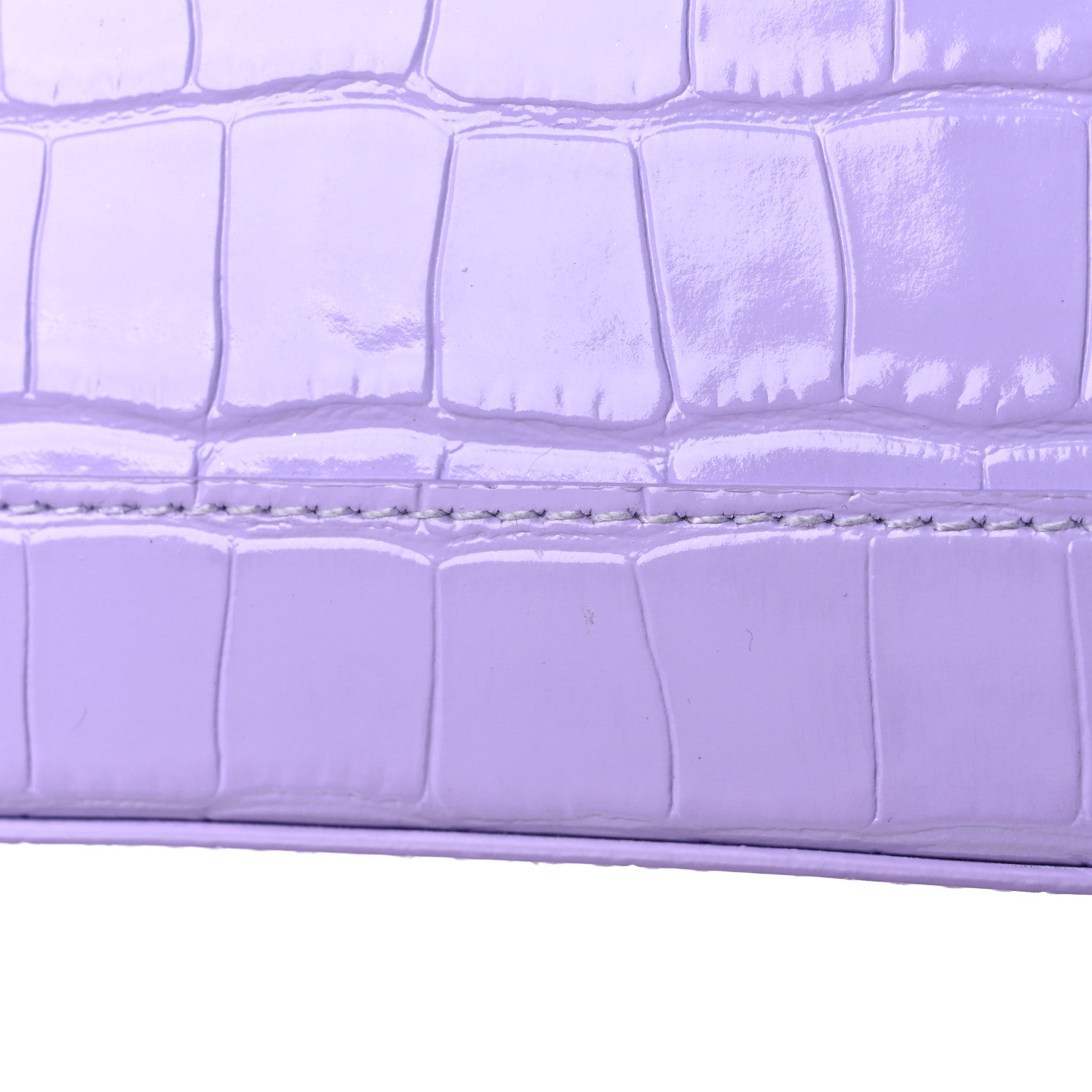Balenciaga Shiny Calfskin Logo Crocodile Embossed XXS Ville Top Handle Bag Lilac White 6 of 9