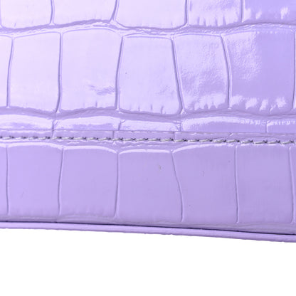 Balenciaga Shiny Calfskin Logo Crocodile Embossed XXS Ville Top Handle Bag Lilac White 6 of 9