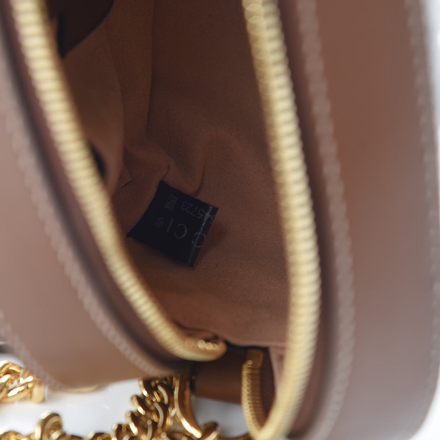 GG Supreme Monogram Blind For Love Embroidered Mini Chain Shoulder Bag Beige Tuscany
