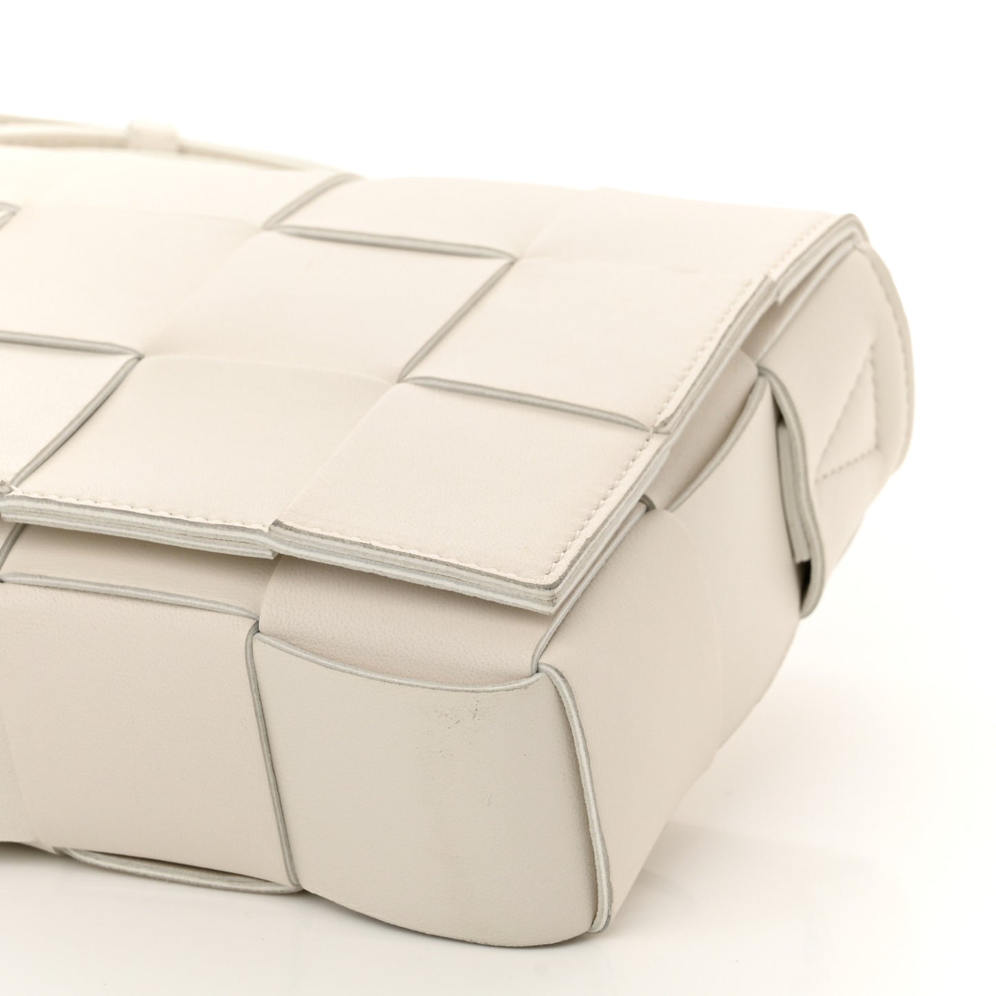 Lambskin Maxi Intrecciato Cassette Crossbody Bag White