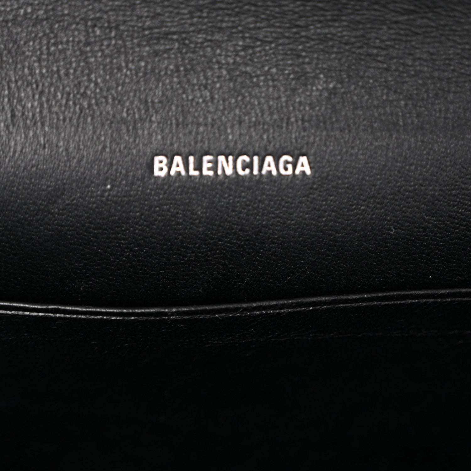 Balenciaga Grained Calfskin Logo Cash Phone Holder Wallet On Chain Black White 6 of 9