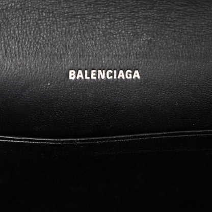Balenciaga Grained Calfskin Logo Cash Phone Holder Wallet On Chain Black White 6 of 9