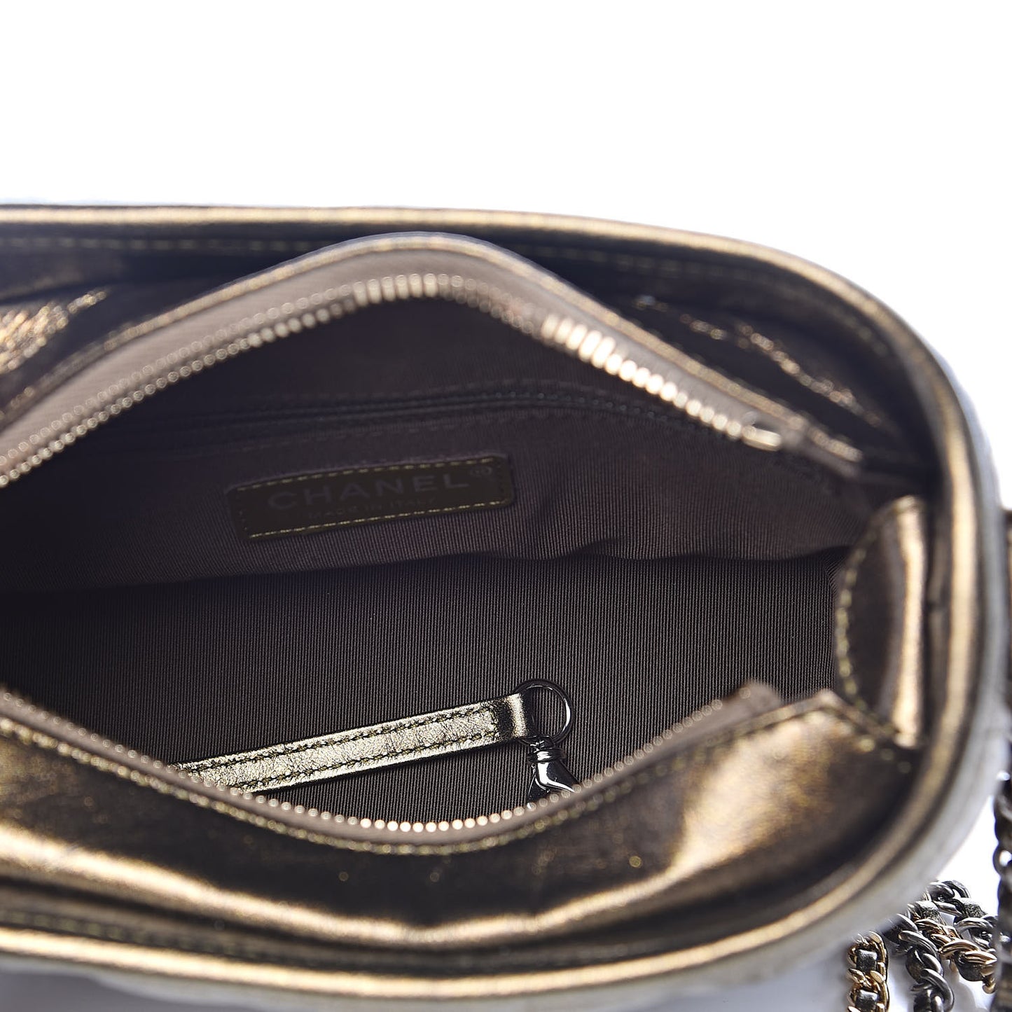 Metallic Calfskin Chevron Quilted Small Gabrielle Hobo Gold