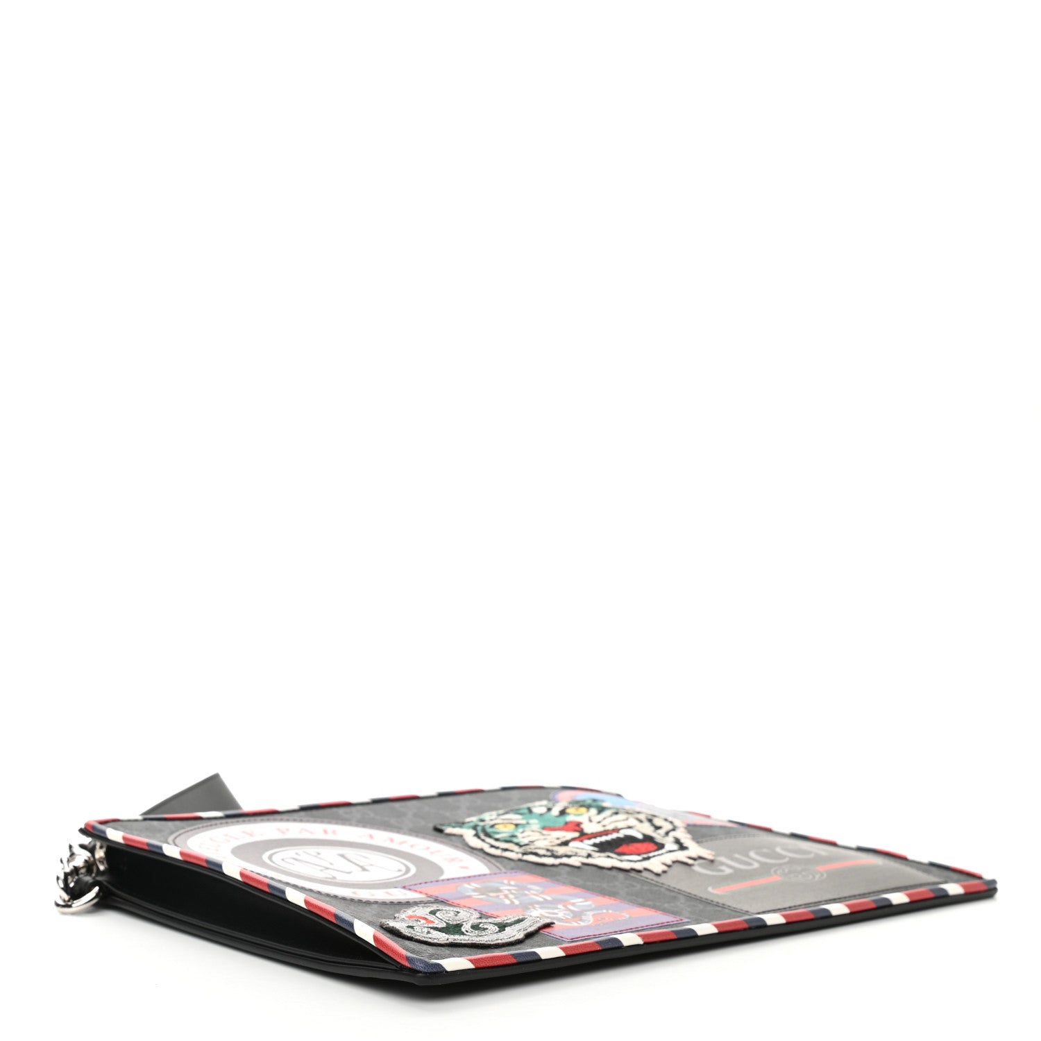 Gucci GG Supreme Monogram Night Courrier Zip Wristlet Pouch Black Multicolor 4 of 7