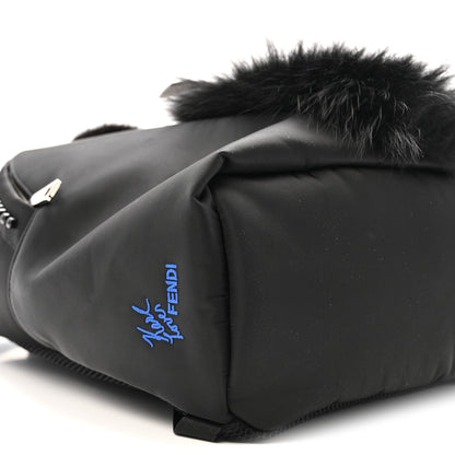 Fendi Nylon Vitello Century Mink Fox Goat Fur Studded Karlito Backpack Black Multicolor 9 of 13
