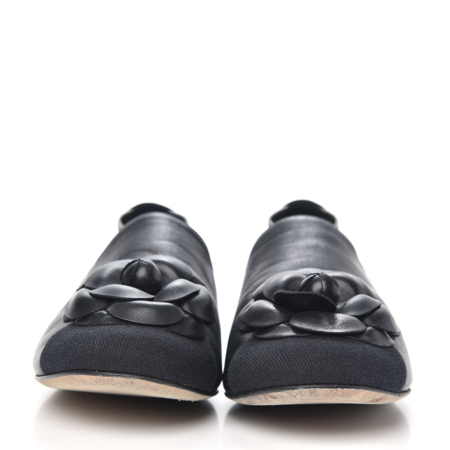 Calfskin Grosgrain Camellia Mocassin Loafers 38 Black