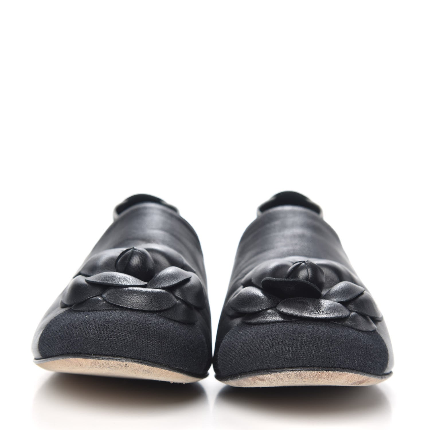 Chanel Calfskin Grosgrain Camellia Mocassin Loafers 38 Black 2 of 8
