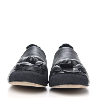 Chanel Calfskin Grosgrain Camellia Mocassin Loafers 38 Black 2 of 8