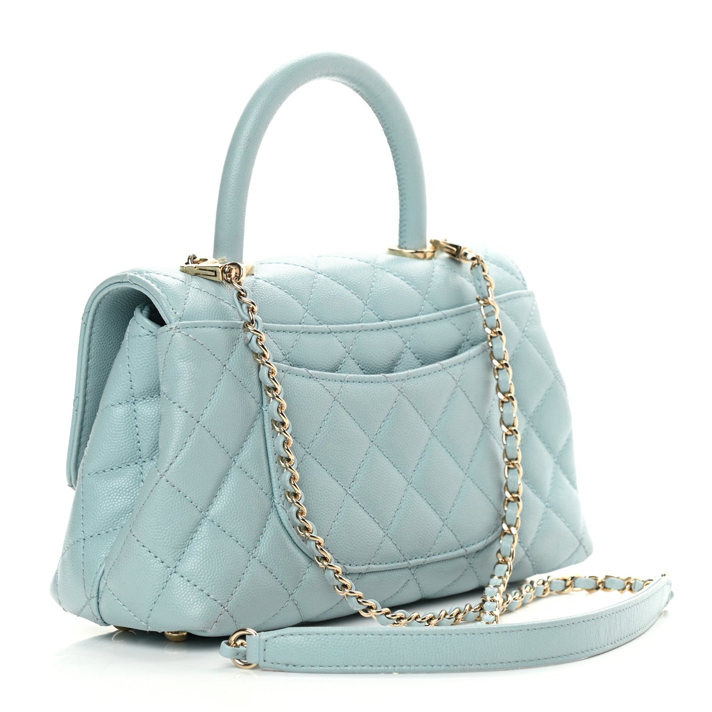 Caviar Quilted Mini Coco Handle Flap Light Blue