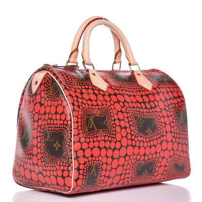 Louis Vuitton Monogram Kusama Town Speedy 30 Red 3 of 7
