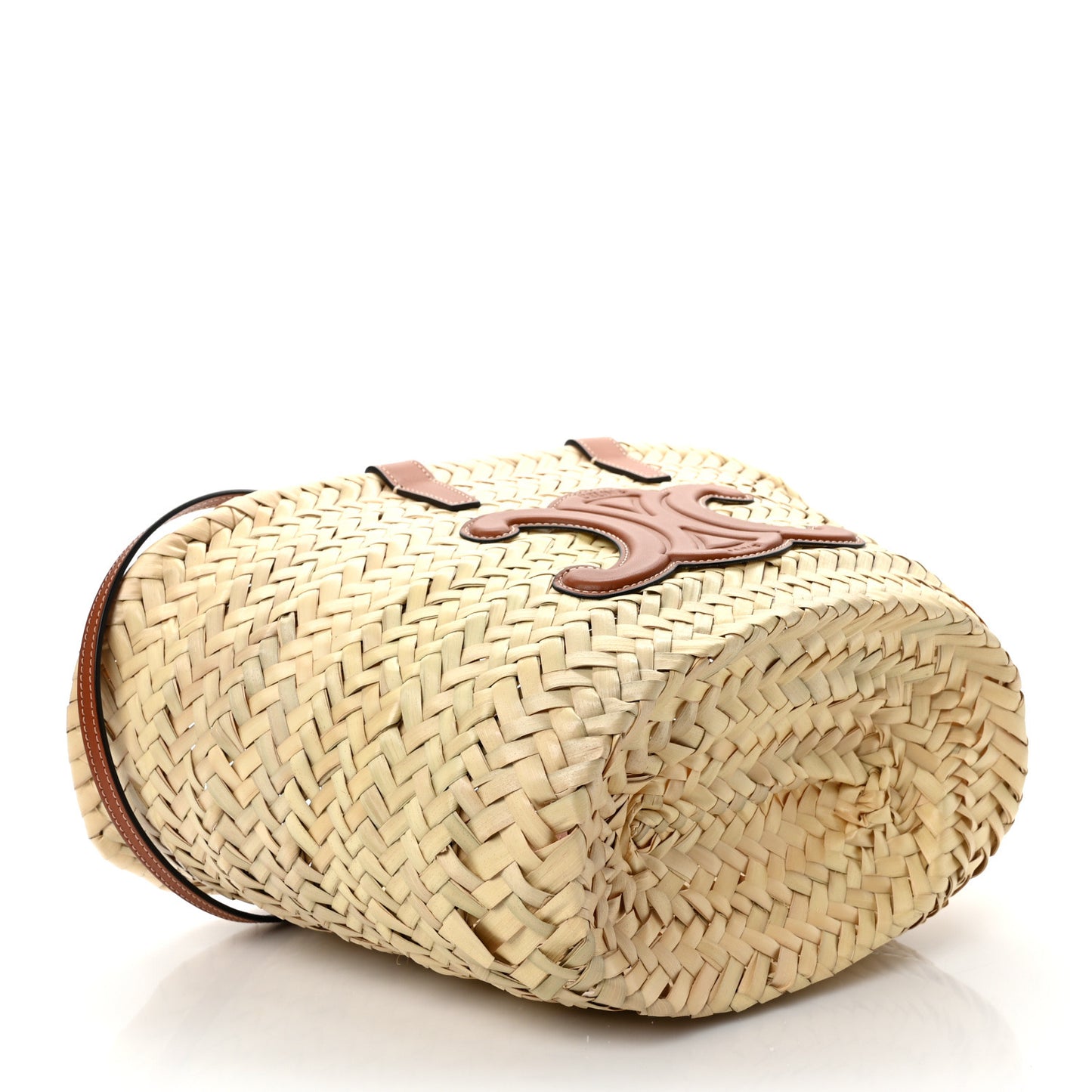 Raffia Calfskin Triomphe Teen Panier Tan