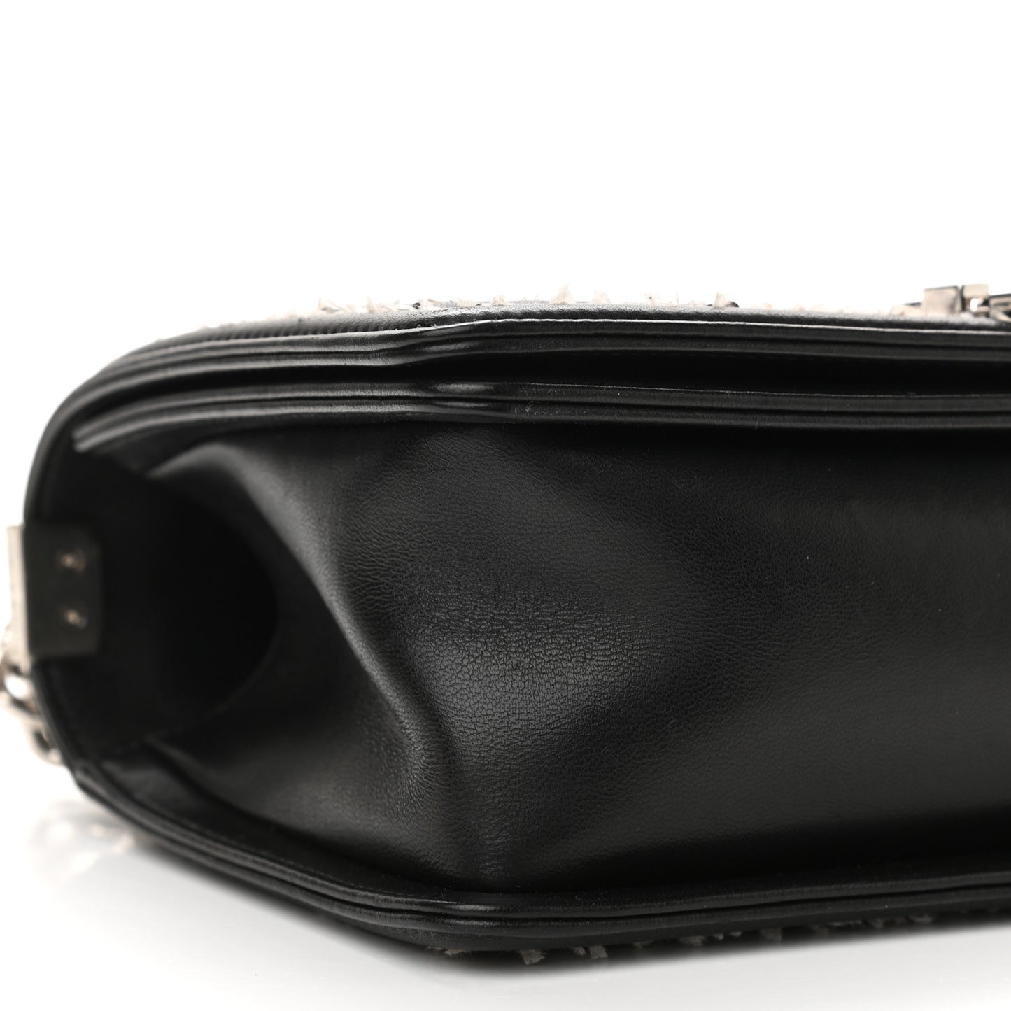 Calfskin Tweed Sequin Stitched Medium Boy Flap Black White