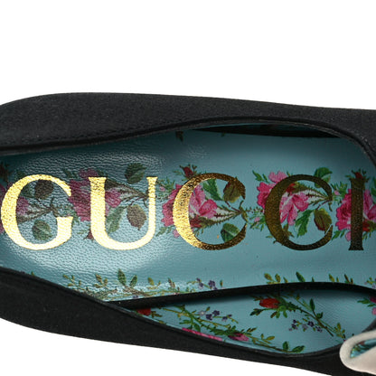 Gucci Silk Satin Pearl Studded Luna Bow Pumps 36 Black Gold 6 of 8