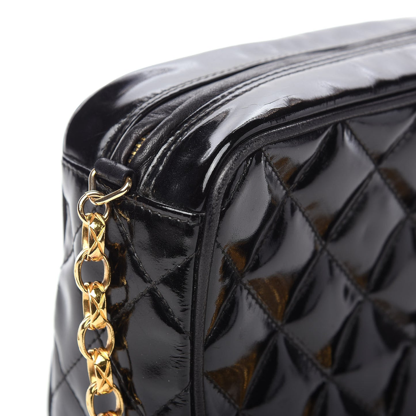 Patent Quilted Tassel Camera Case Black