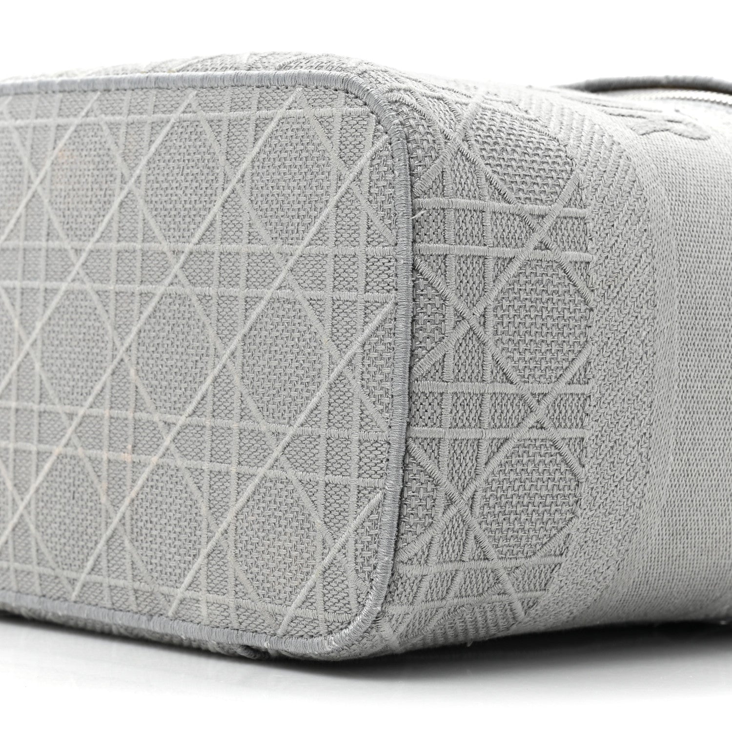 Christian Dior Canvas Embroidered Cannage Diortravel Vanity Case Grey 7 of 11