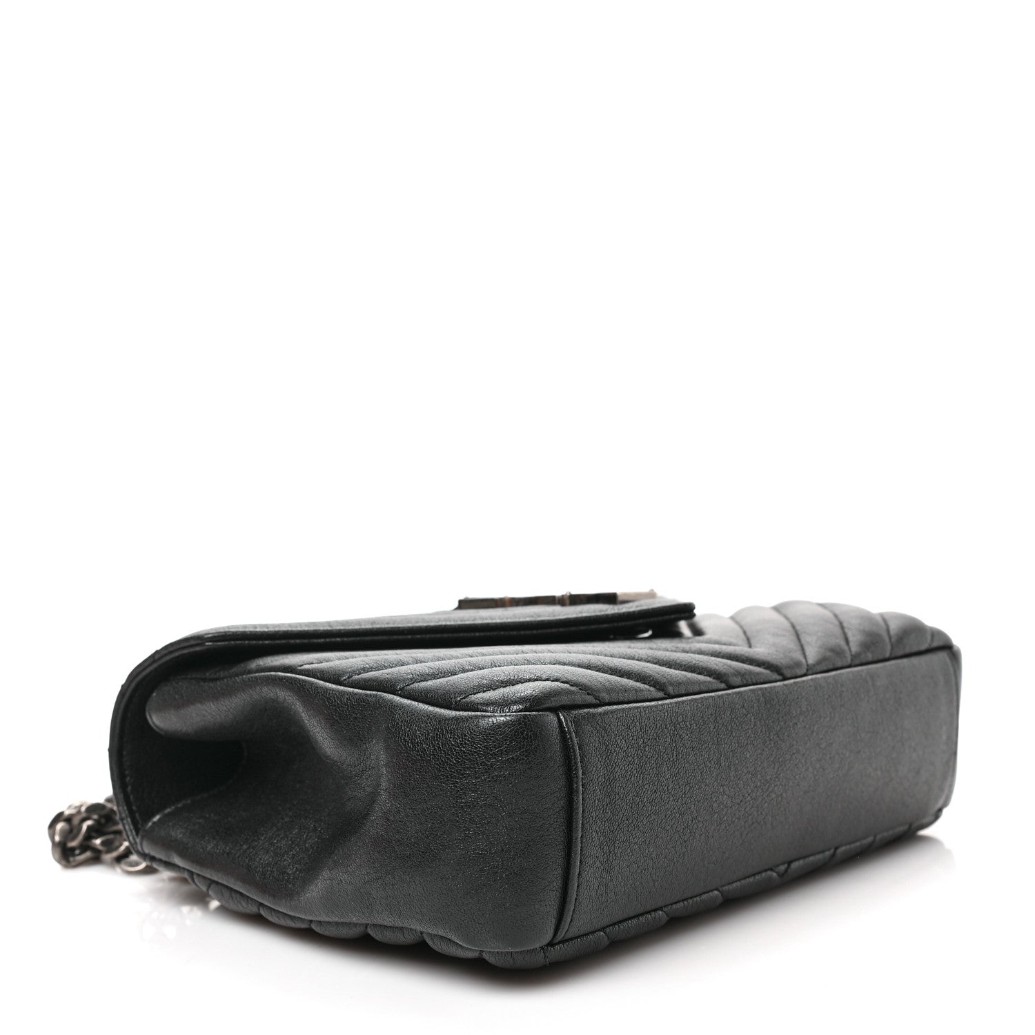Saint Laurent Sheepskin Matelasse Chevron Monogram Medium College Bag Black 4 of 9