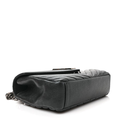 Saint Laurent Sheepskin Matelasse Chevron Monogram Medium College Bag Black 4 of 9