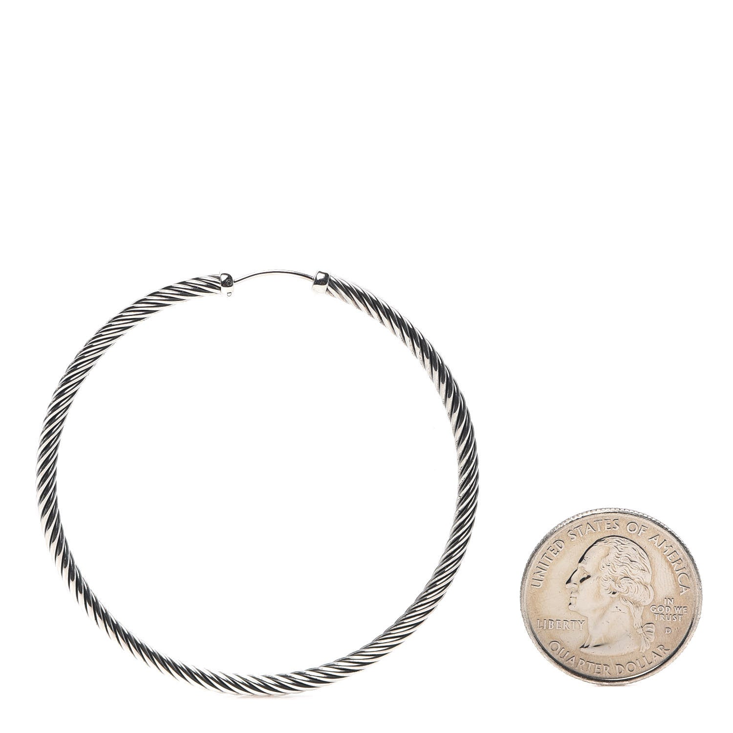 David Yurman Sterling Silver Large Cable Classics Hoop Earrings 2 of 5