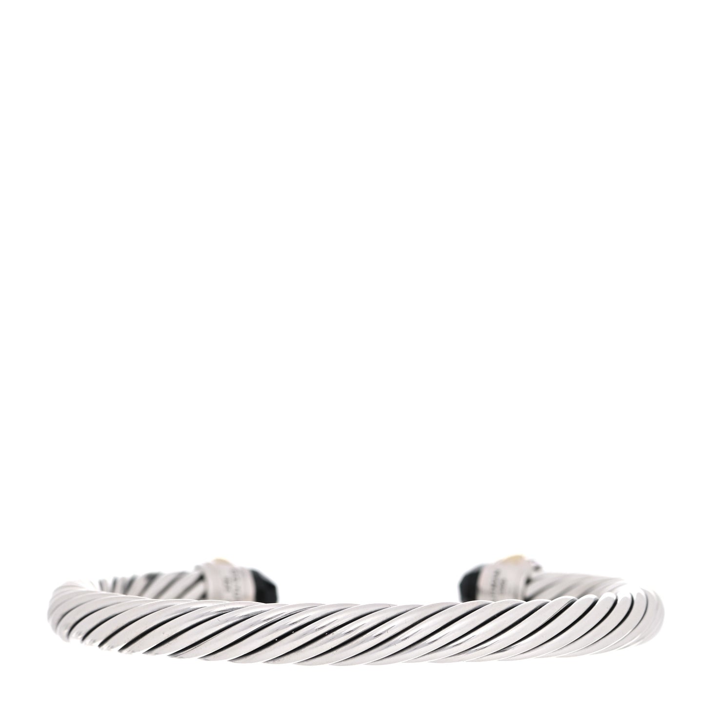 Sterling Silver 14K Yellow Gold Black Onyx 7mm Cable Classics Bracelet