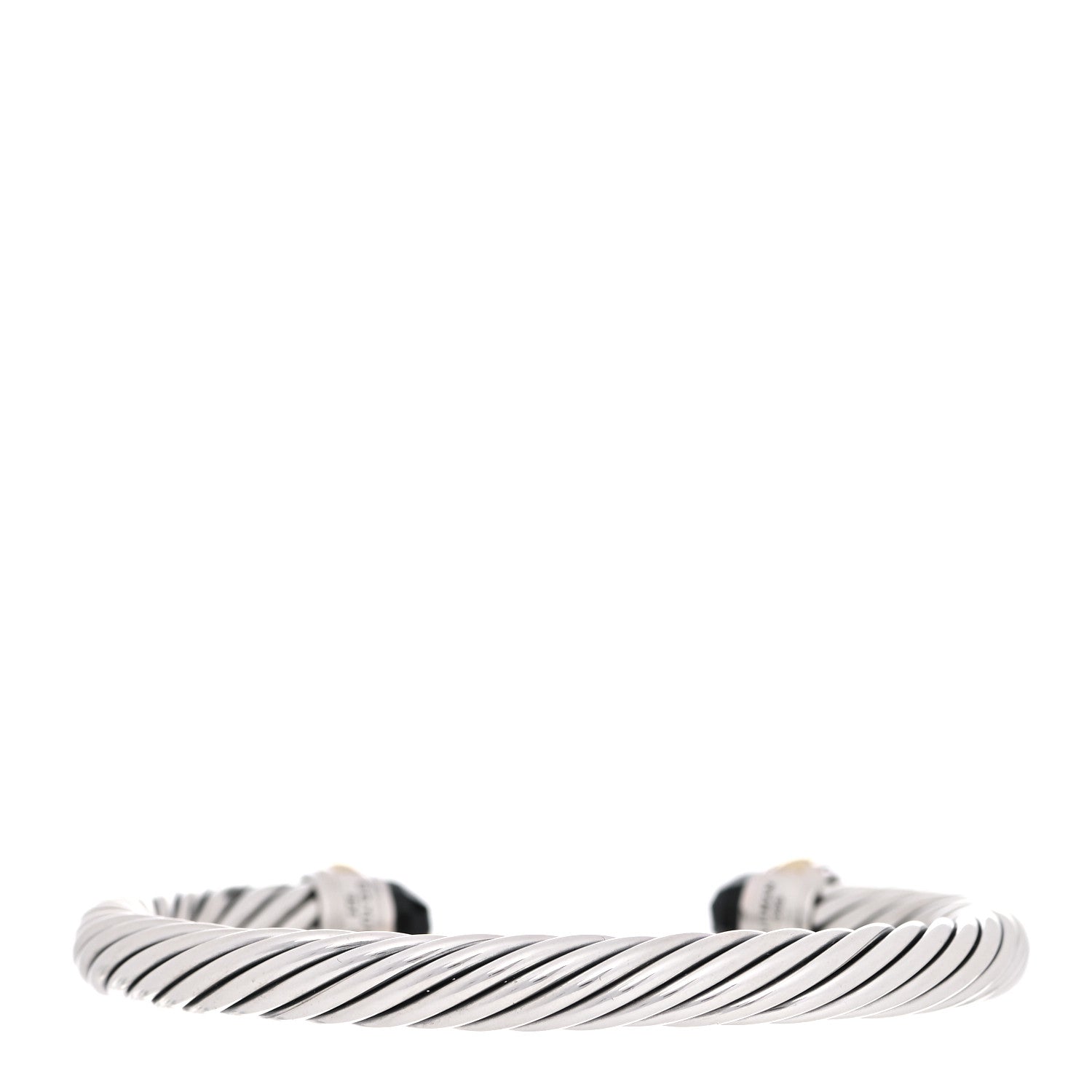 David Yurman Sterling Silver 14K Yellow Gold Black Onyx 7mm Cable Classics Bracelet 3 of 5