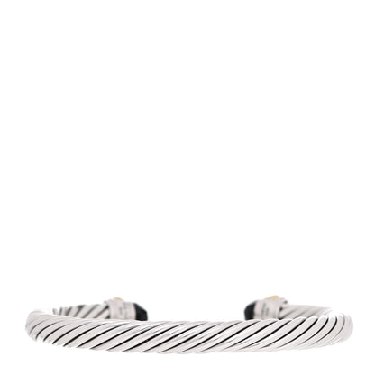 David Yurman Sterling Silver 14K Yellow Gold Black Onyx 7mm Cable Classics Bracelet 3 of 5
