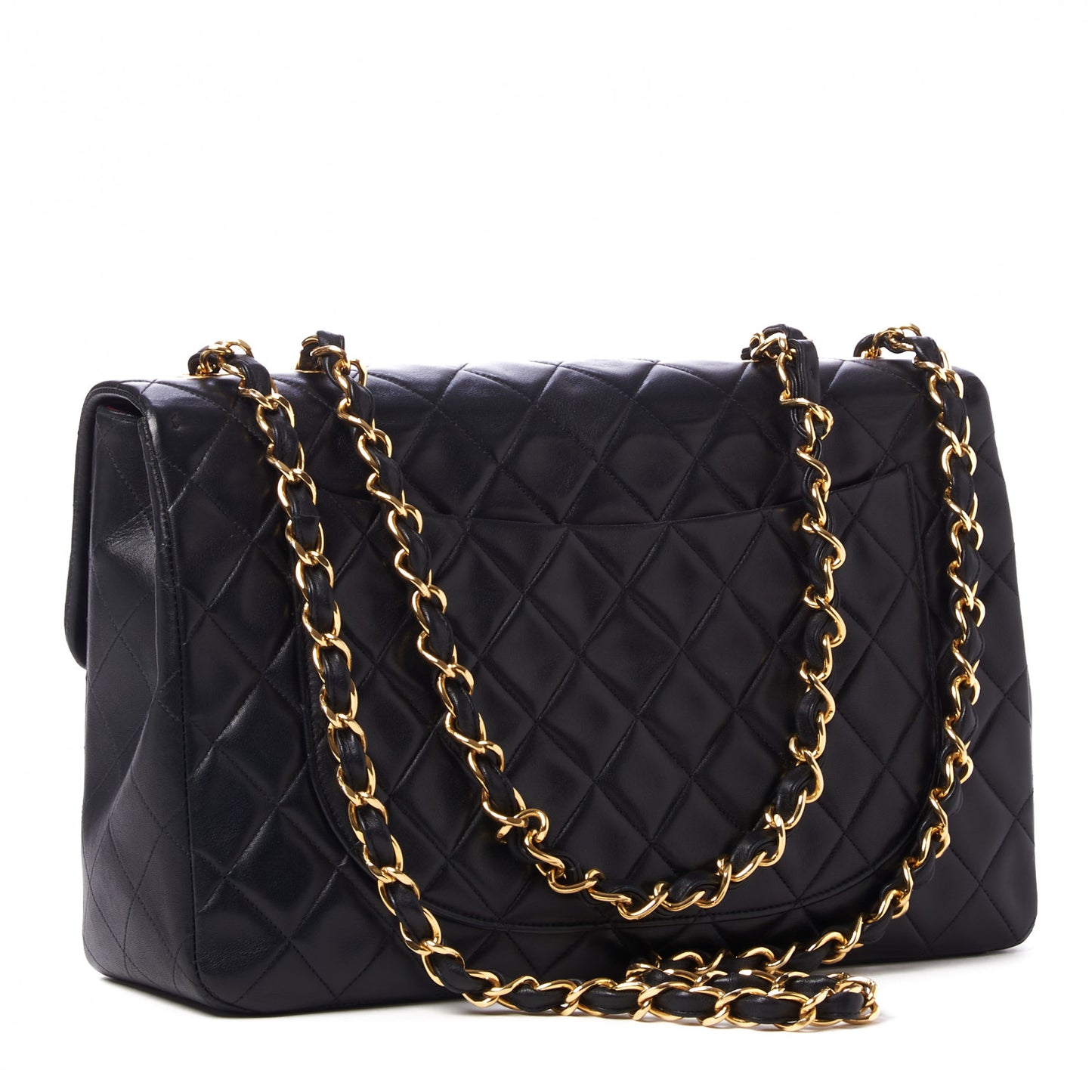 Lambskin Quilted XL Jumbo Single Flap Black