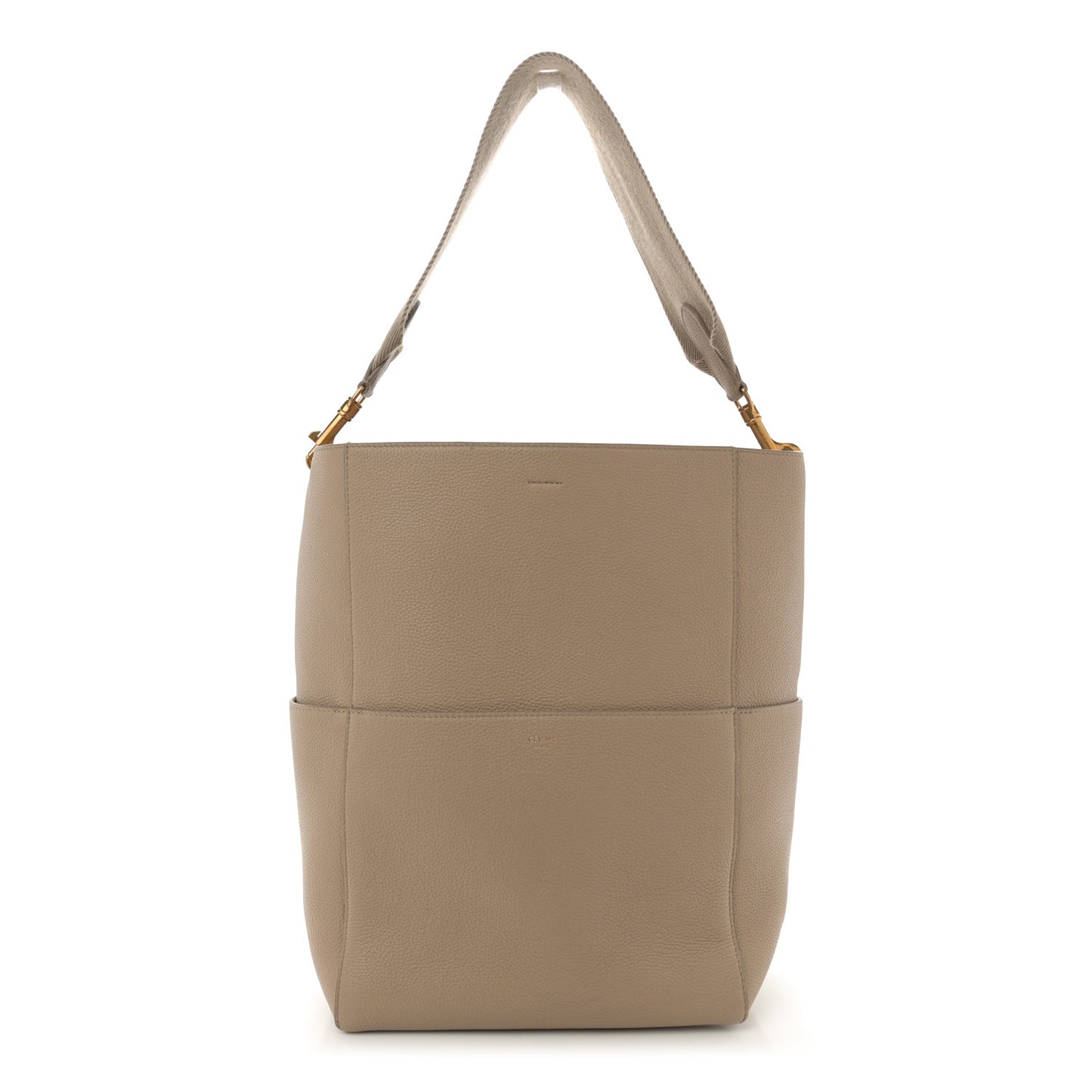 Soft Grained Calfskin Sangle Bucket Bag Dune