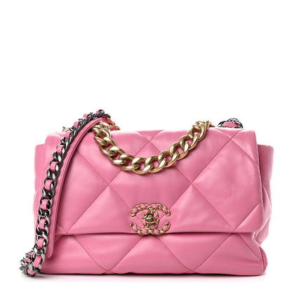 Chanel Lambskin Quilted Large Chanel 19 Flap Pink 1 of 10