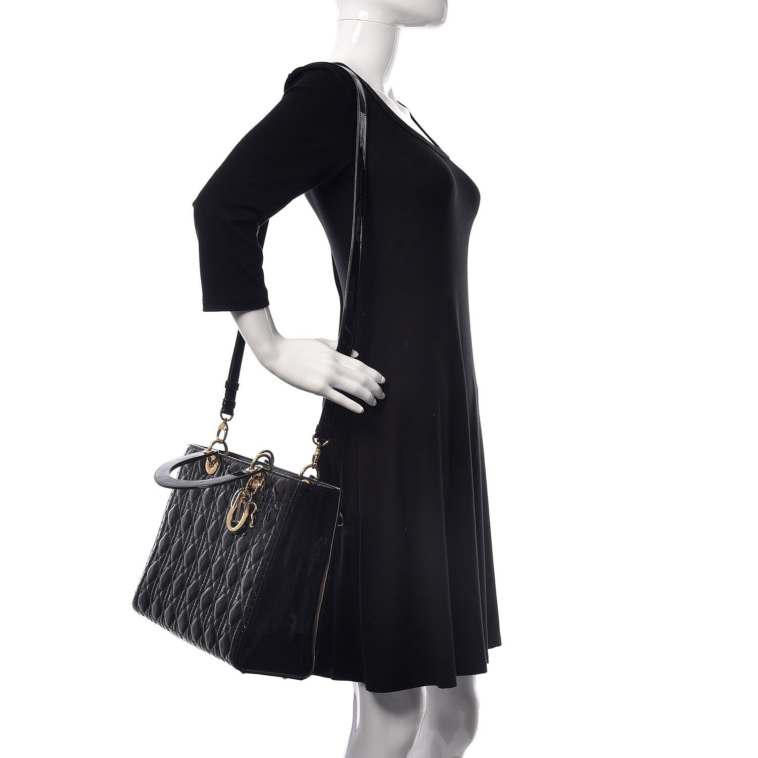 Christian Dior Patent Cannage Large Lady Dior Black 2 of 9