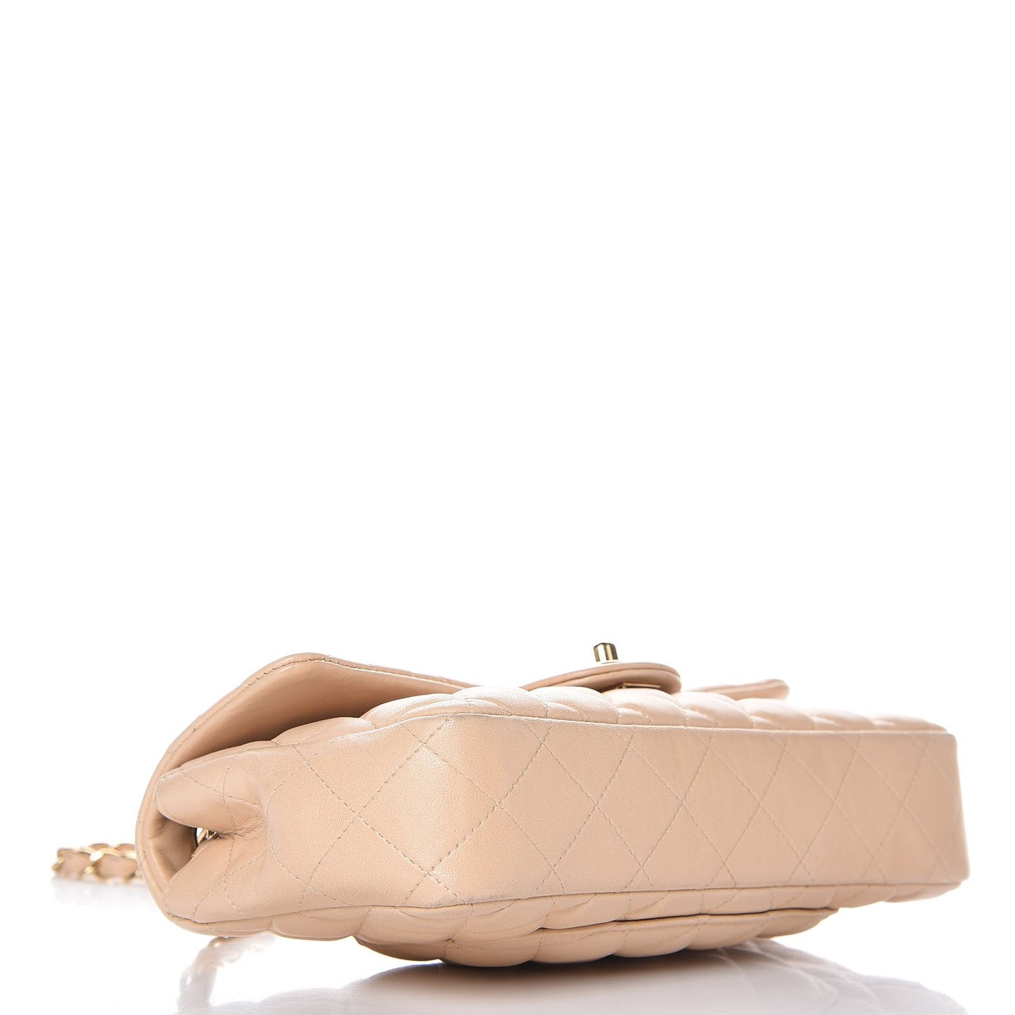 Lambskin Quilted East West Flap Beige Clair