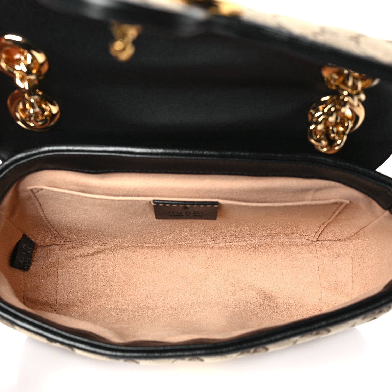 Gucci Monogram Matelasse Diagonal Mini GG Marmont Shoulder Bag Beige Black 5 of 11