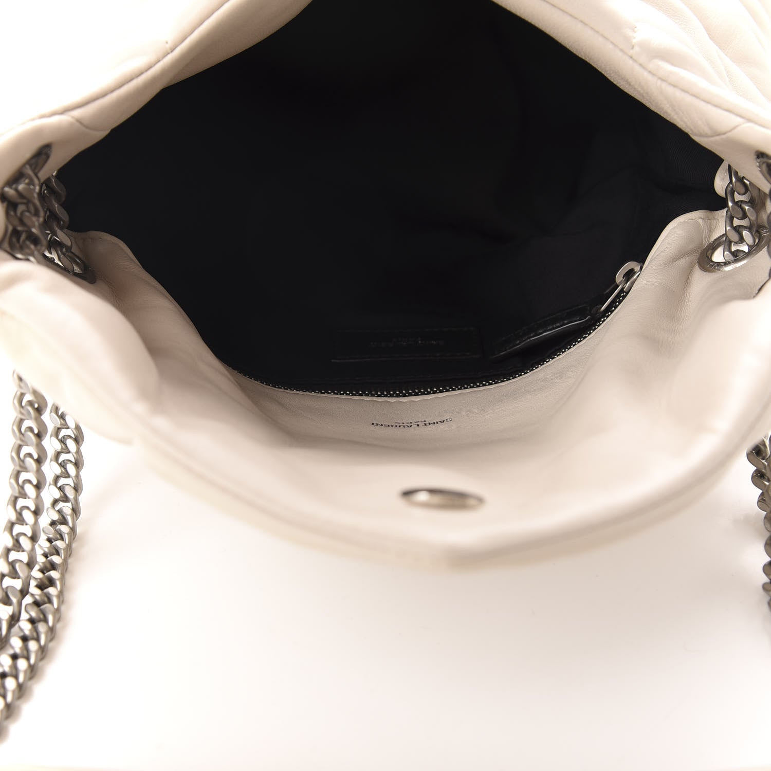 Saint Laurent Lambskin Quilted Small Loulou Puffer Monogram Chain Satchel Blanc Vintage 5 of 11